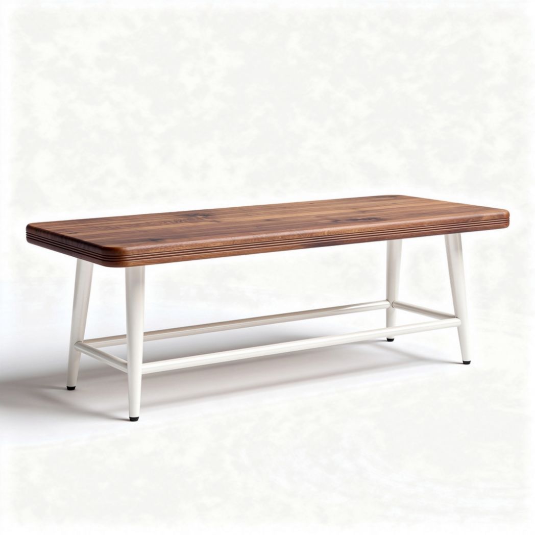 Wooden coffee table with white metal legs 120 x 60 x 45cm for living room