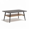 Wooden coffee table with matte black top and lower shelf 120 x 60 x 45cm
