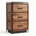 Wooden storage cabinet with three drawers and metal frame 45 x 40 x 80cm