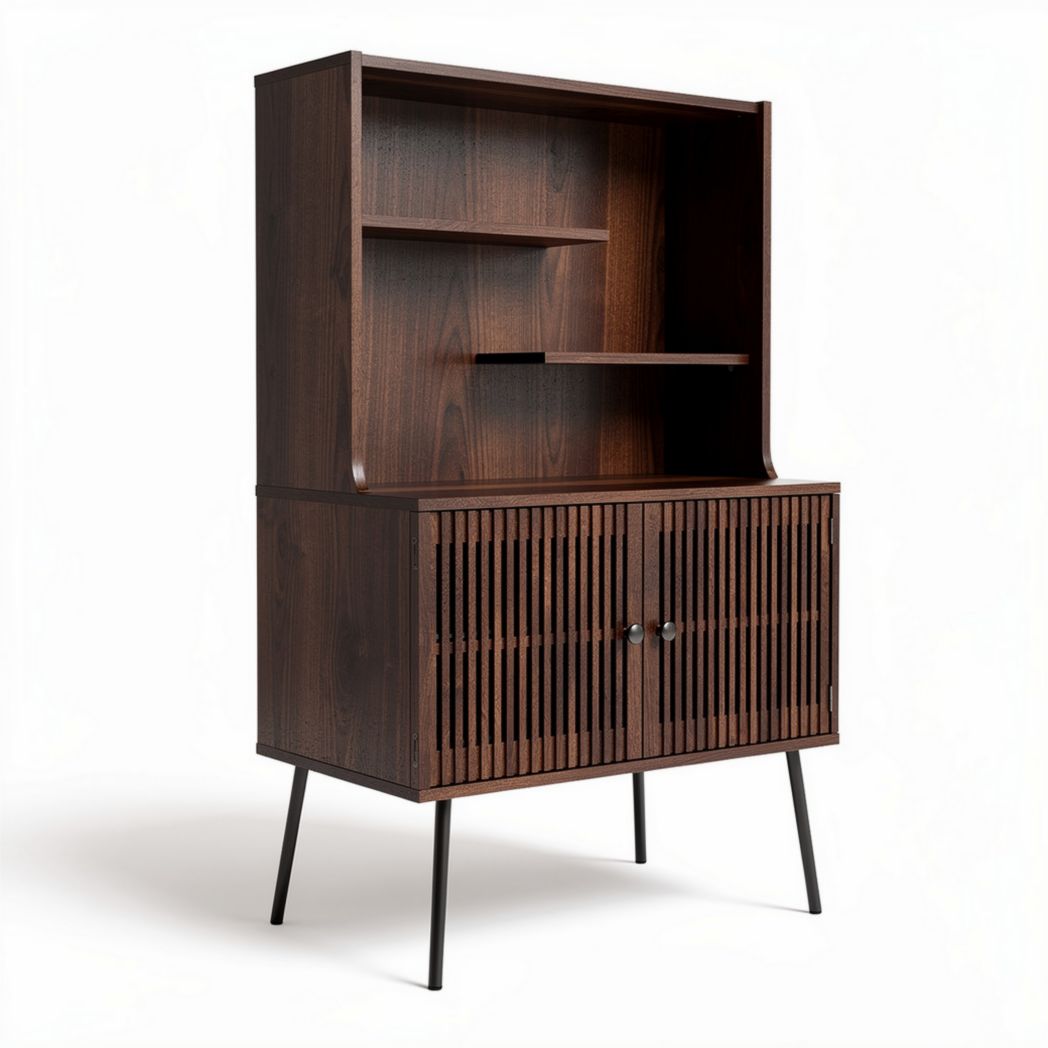 Wooden bookshelf with storage cabinet 80 x 40 x 150cm in dark brown finish