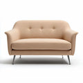 Two-seater upholstered sofa in beige fabric with metal legs 150 x 80 x 75cm