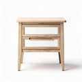 Wooden nightstand with two drawers and glass front panel 45 x 35 x 50cm