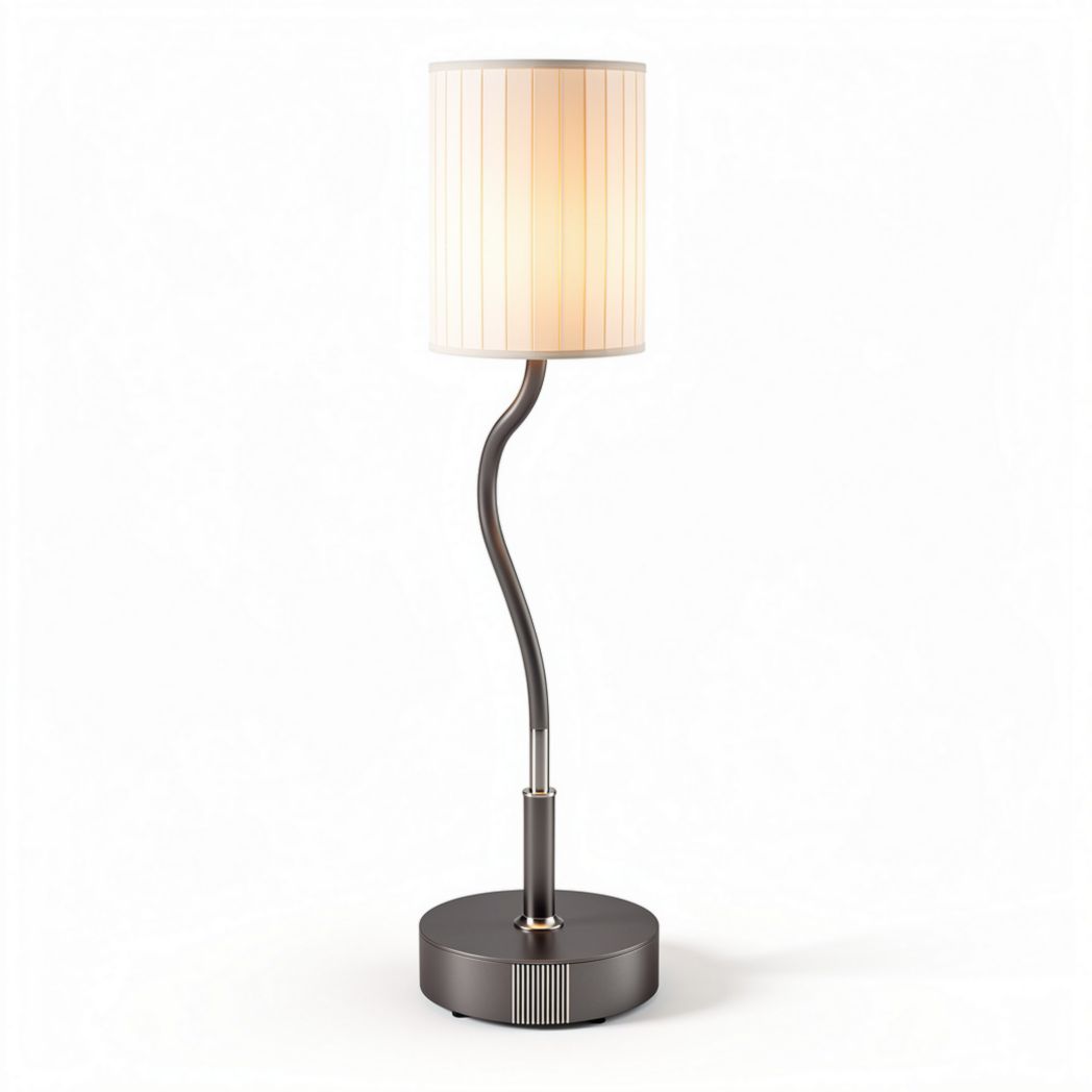 Modern table lamp with fabric shade and metal base 30 x 30 x 60cm in black