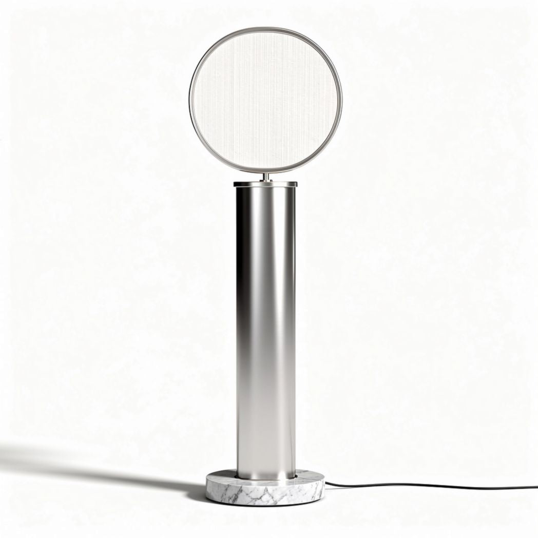 Marble base floor lamp with metal pole and circular light shade 30 x 30 x 150cm