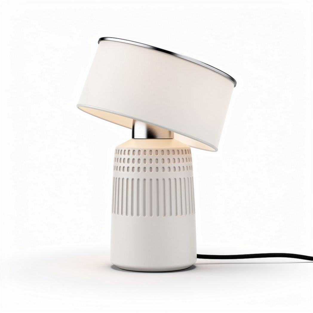 White ceramic table lamp with adjustable shade and contemporary design 20 x 20 x 30cm