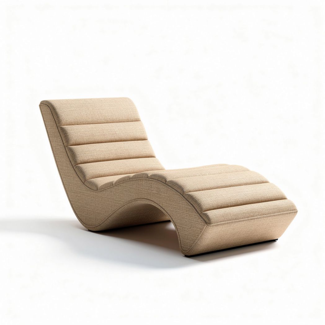 Chaise lounge chair for indoor use made of fabric with beige color dimensions 200 x 60 x 80cm