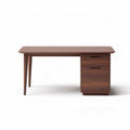 Wooden office desk with two drawers in walnut finish 140 x 70 x 75cm