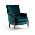Velvet accent chair with wooden legs in teal color dimensions 80 x 80 x 90cm