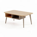Wooden coffee table with storage shelves and modern design 120 x 80 x 40cm