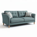 Tufted fabric sofa with two cushions in teal color 180 x 85 x 75cm